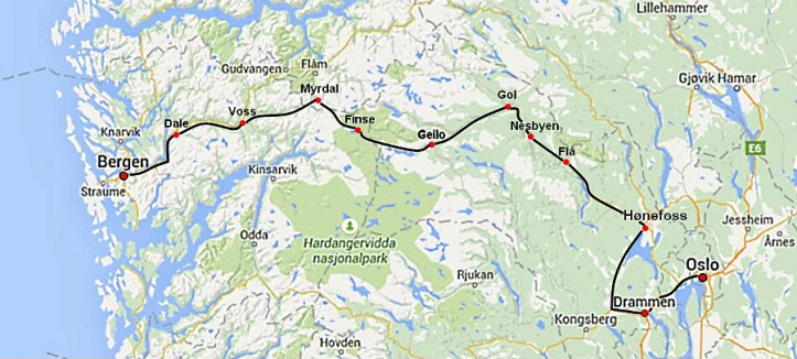 Bergensbanen Map